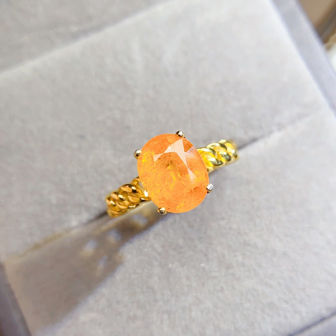 S925 Silver Inlaid Main Stone 7*9mm Natural Garnet Ring