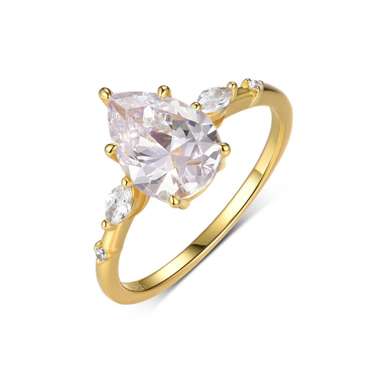 S925 Silver Moissanite Ring for Women Petal Water Drop Design Sense of Light Luxury Ring Cross-border Hot Sale In Stock