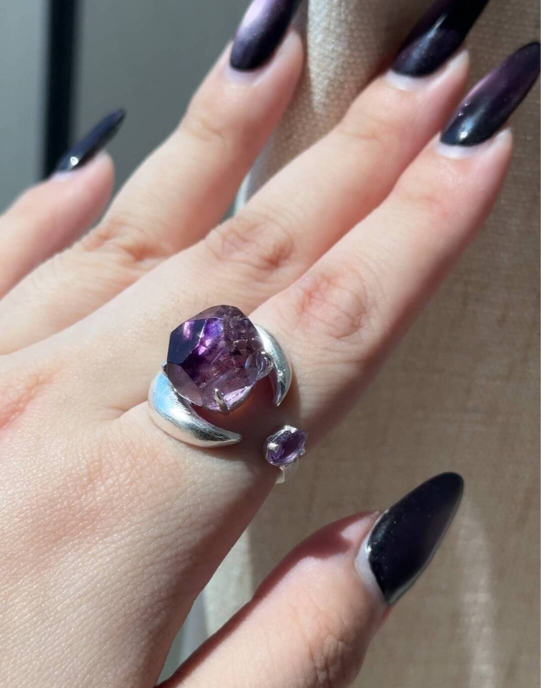 Baoyue Original Design Handmade 925 Silver Open Ring · White Flashing Version