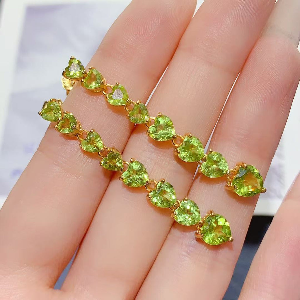 925 Sterling Silver Natural Peridot Stud Earrings Drop Earrings High-end Earrings