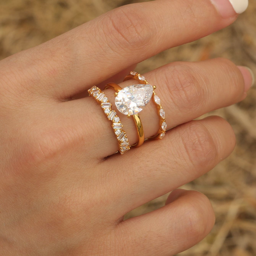 S925 Silver Moissanite Ring Set Stacking Combination for Women Elegant Hot-Selling Style