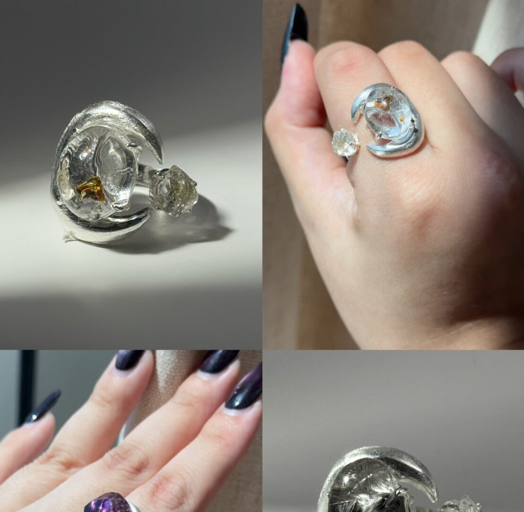 Baoyue Original Design Handmade 925 Silver Open Ring · White Flashing Version