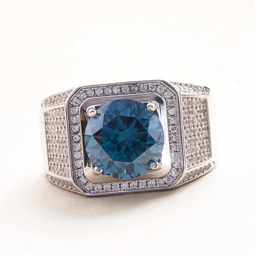 Sterling Silver S925 Moissanite Women's Ring 5 Carat 11mm Deep Sapphire Blue Red Moissanite Men's Ring