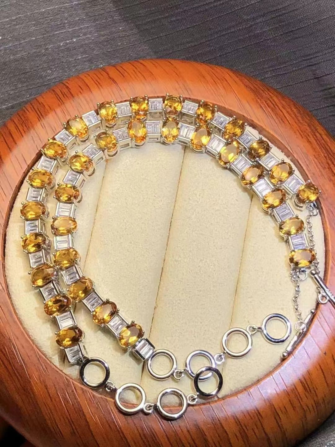 Natural Yellow Crystal Bracelet S925 Silver Fashionable Elegant Simple Women's Style