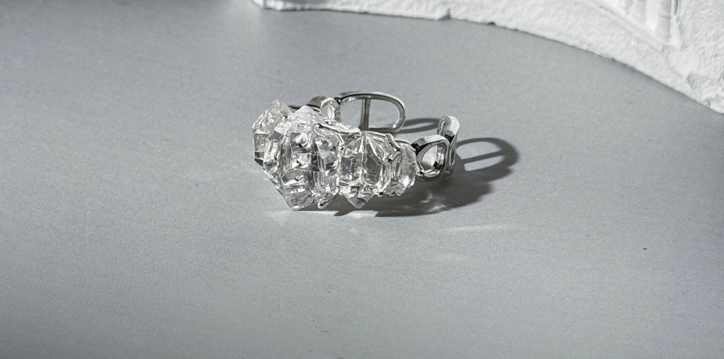 Natural Flash Crystal Ring Original Design Customization Silver Ring · White Flash Version 925 Silver Open Ring