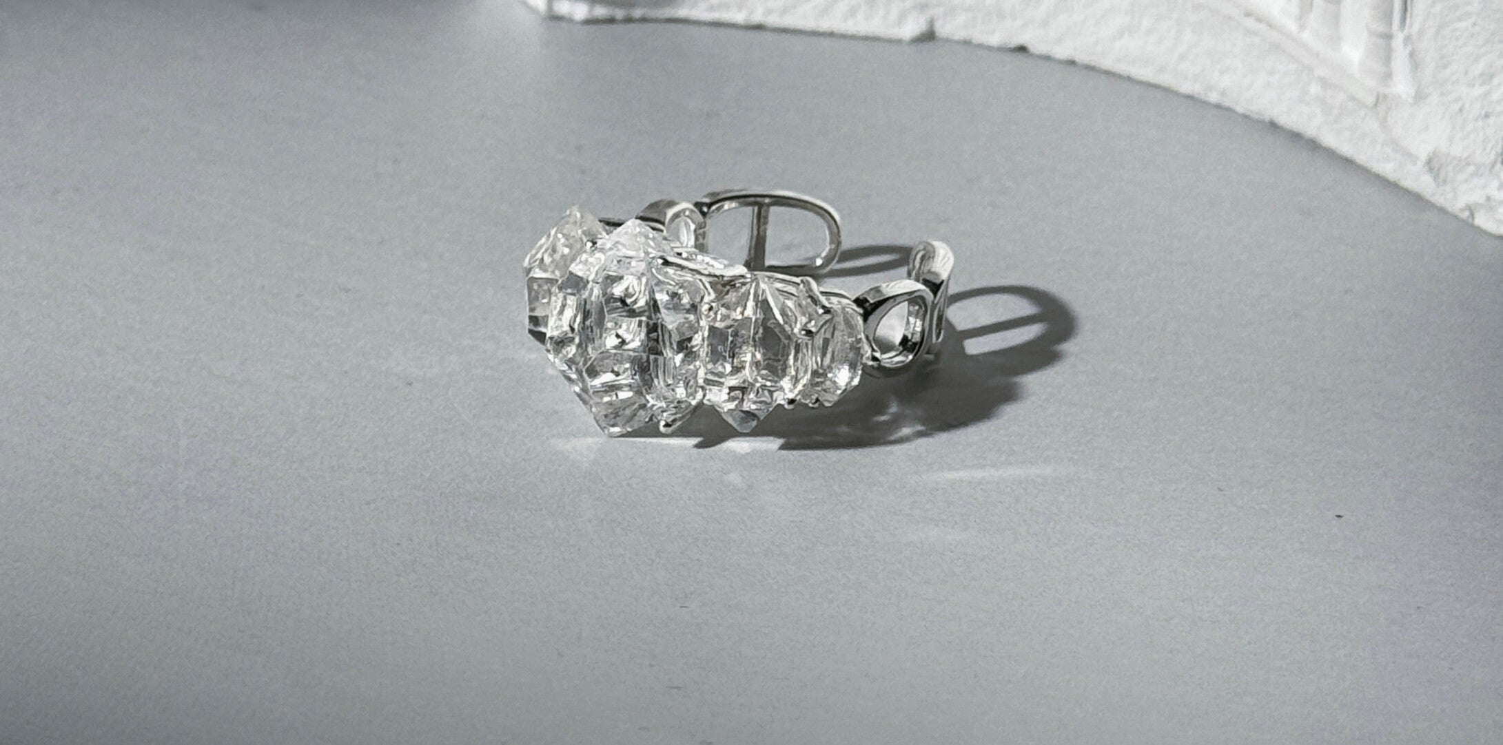 Natural Flash Crystal Ring Original Design Customization Silver Ring · White Flash Version 925 Silver Open Ring