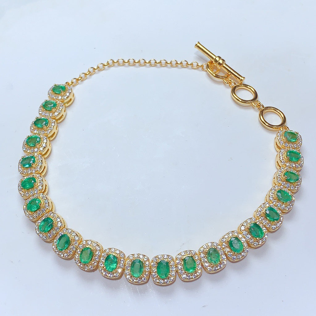 925 Sterling Silver Natural Ruby Emerald Pink Sapphire Bracelet