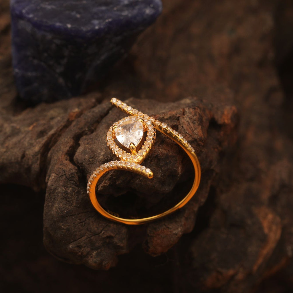 S925 Silver Plated 18K Gold Moissanite Ring for Women Water Drop Shape Full Inlay Design Hot Selling Independent Station Bestseller