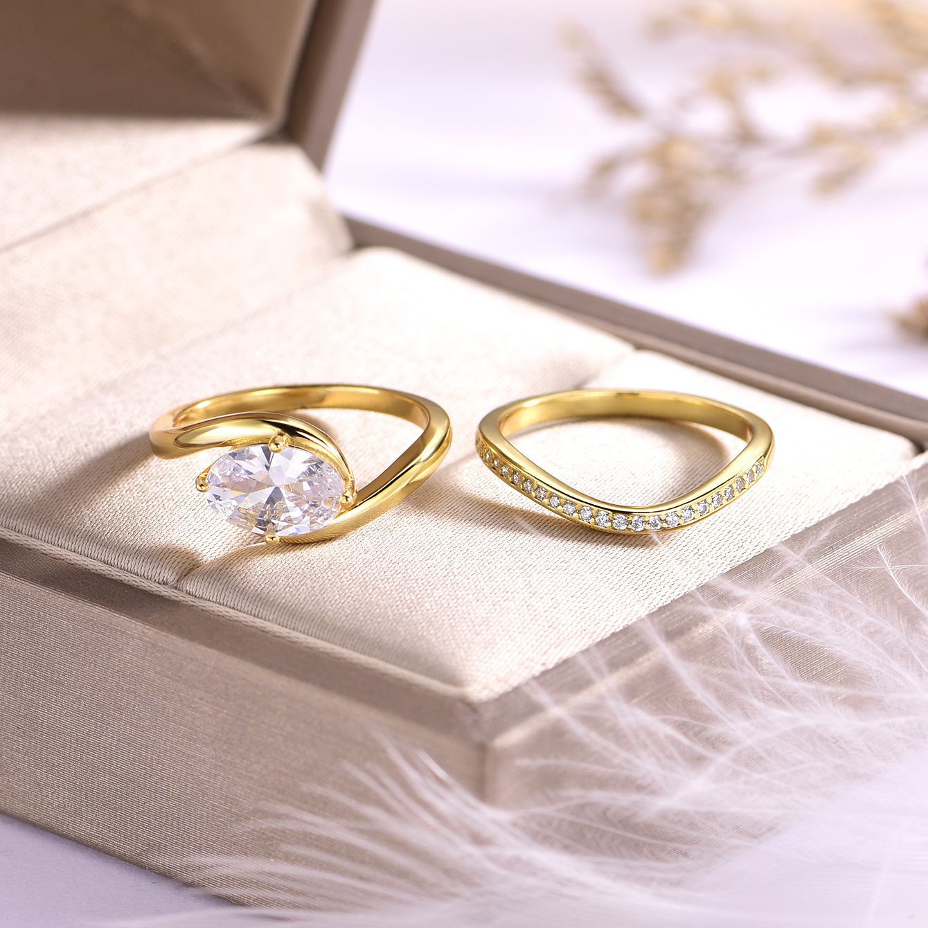 S925 Silver Set Egg-Shaped Moissanite Ring Combination Ring Independent Stand Hot Sale Elegant Simple Style