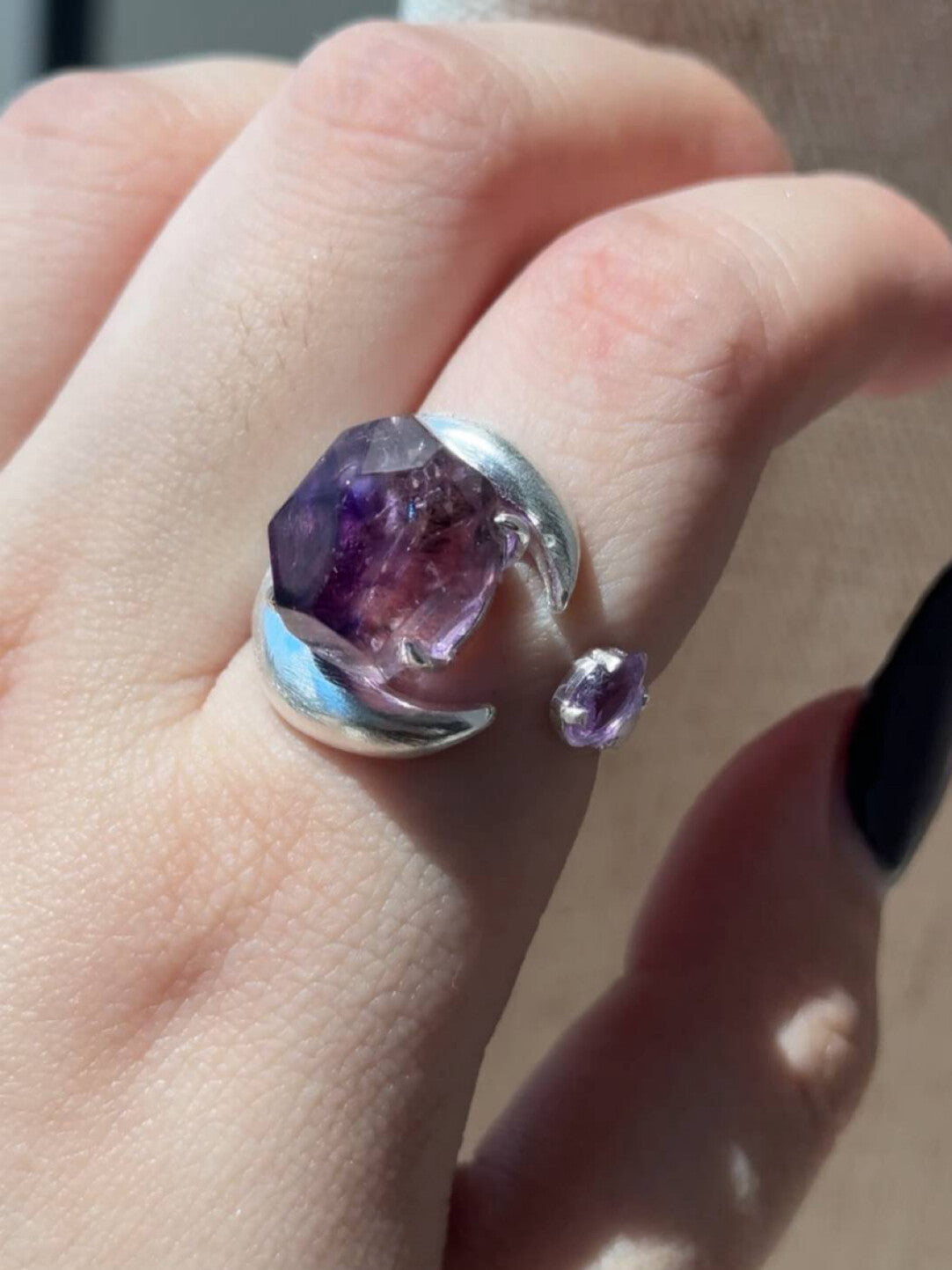 Baoyue Original Design Handmade 925 Silver Open Ring · White Flashing Version