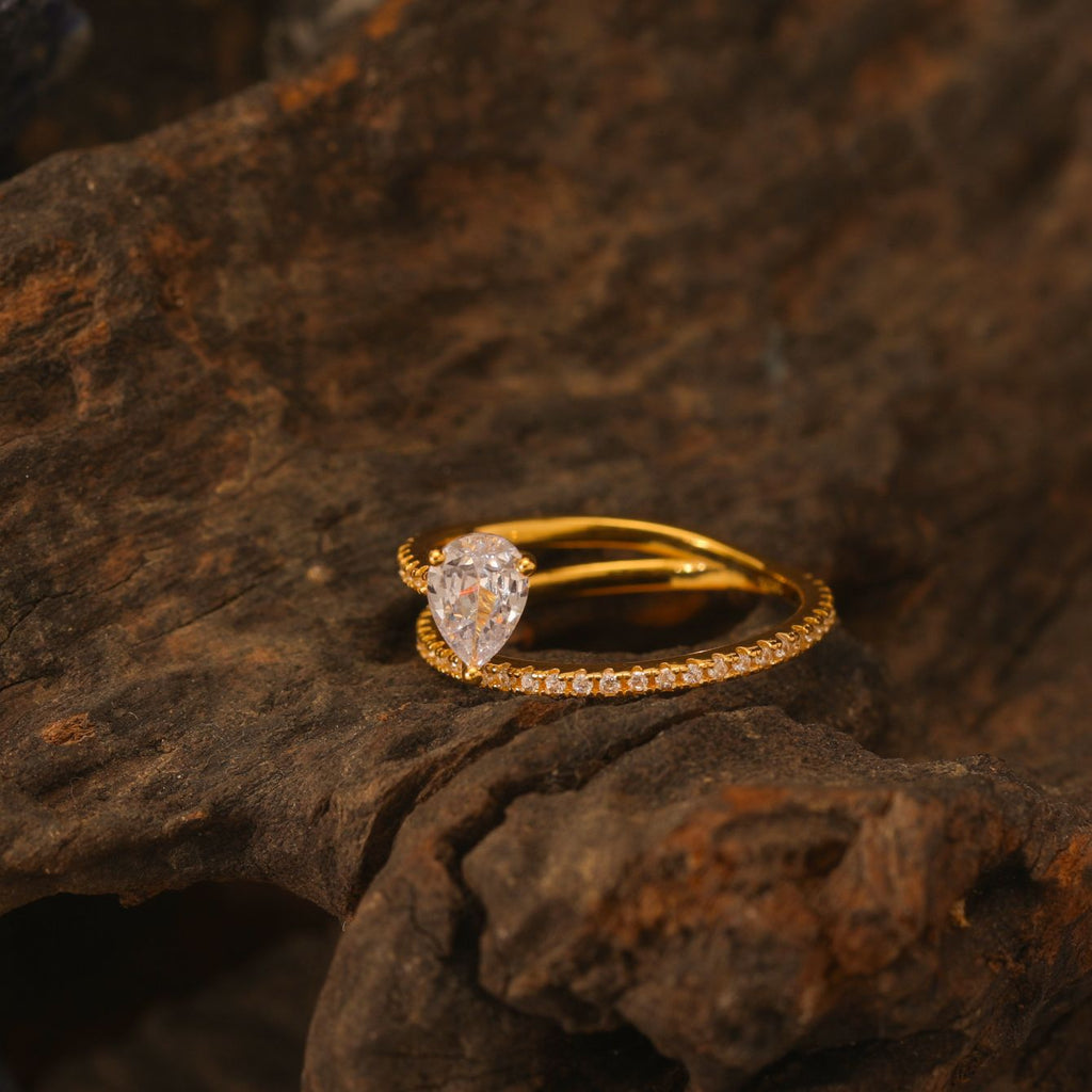 S925 Silver Water Drop Shape Moissanite Extended Design Ring Unique Creative Hot-Selling Ring