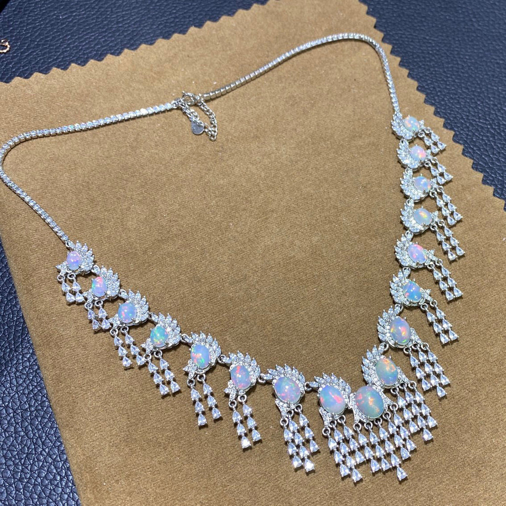 High Clarity Fire Color Explosive Luxury Inlaid Loose Stone 4*6 5*7 6*8 7*9mm Natural Opal Necklace