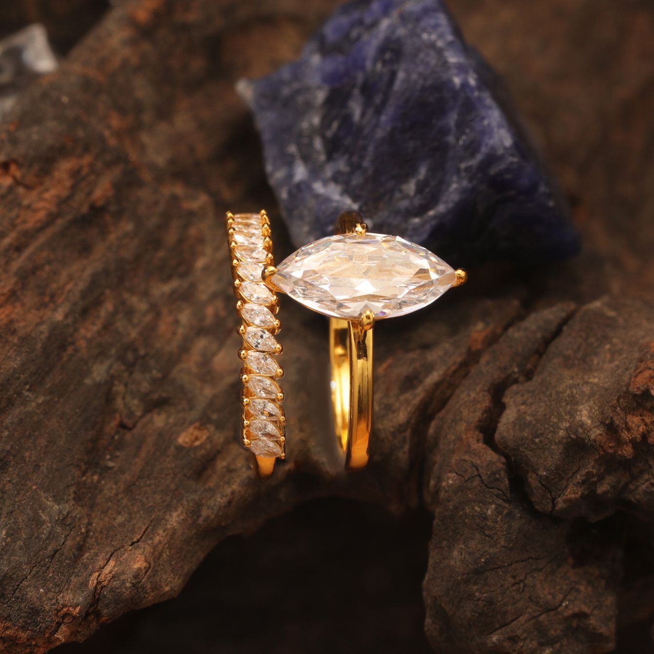 S925 Silver Combination Two-Piece Set Moissanite Ring Marquise Main Stone Stackable Independent Hot-Selling Set Ring