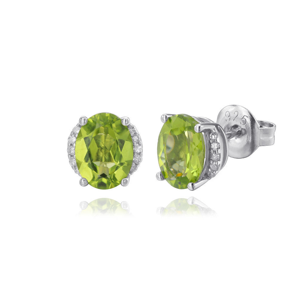 Italian Design 925 Silver Fashion Noble Jewelry Design Inlaid Peridot Earrings