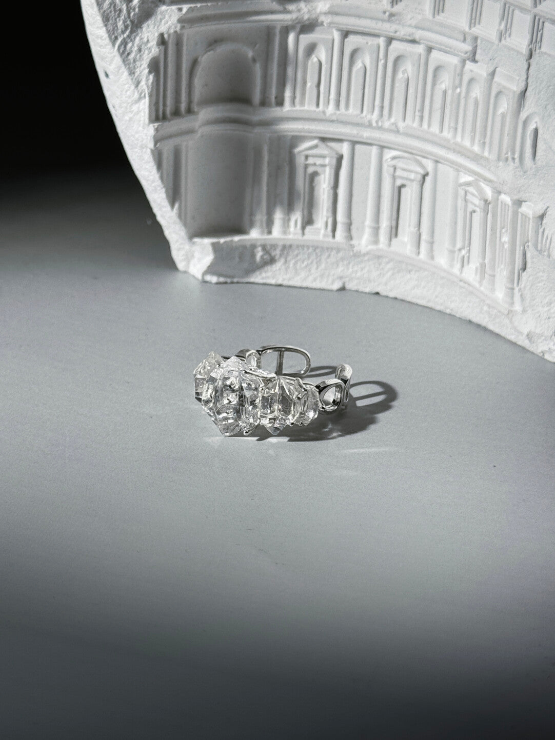 Natural Flash Crystal Ring Original Design Customization Silver Ring · White Flash Version 925 Silver Open Ring