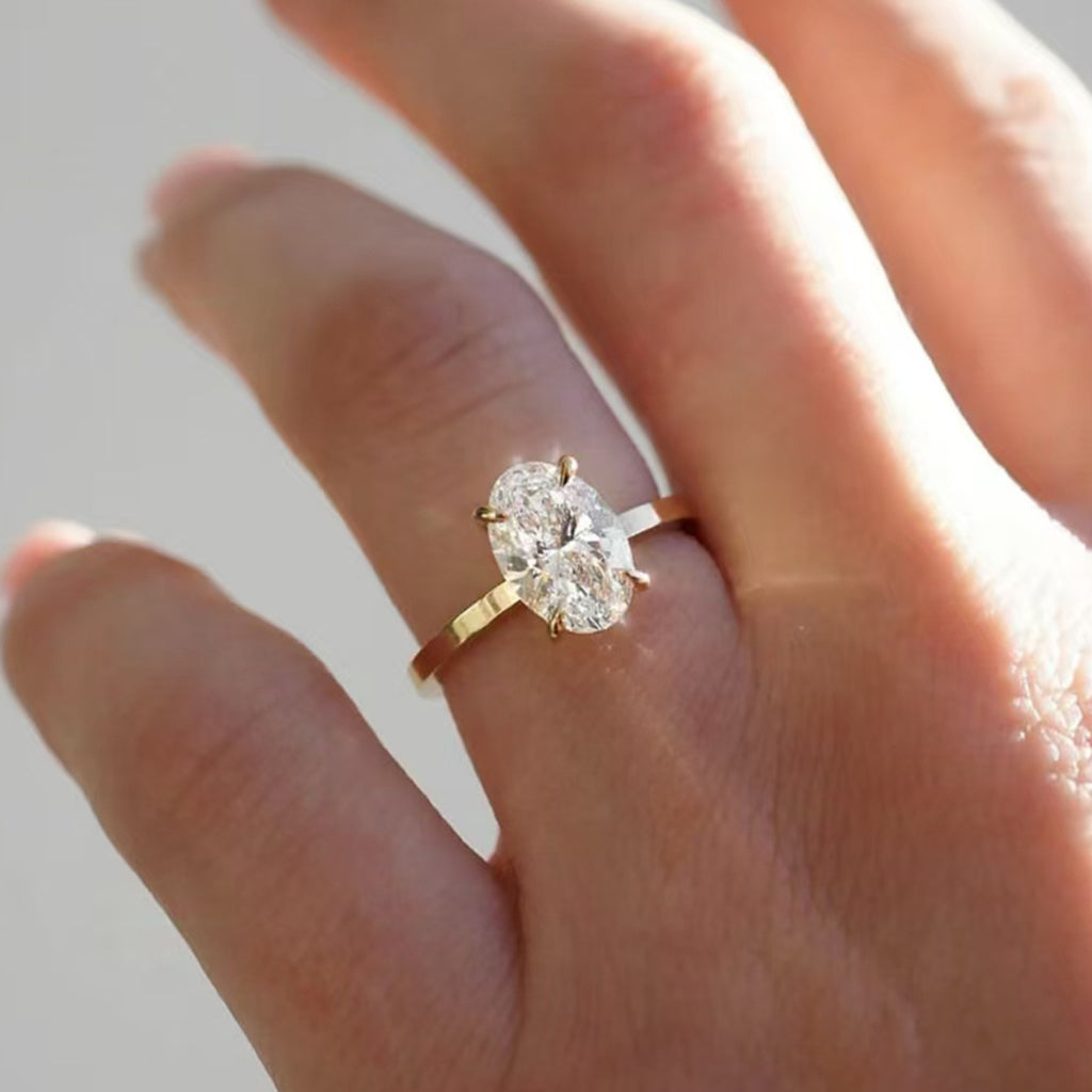 S925 Silver Oval Moissanite Ring Amazon Hot Sale Exquisite Unique Design Ring