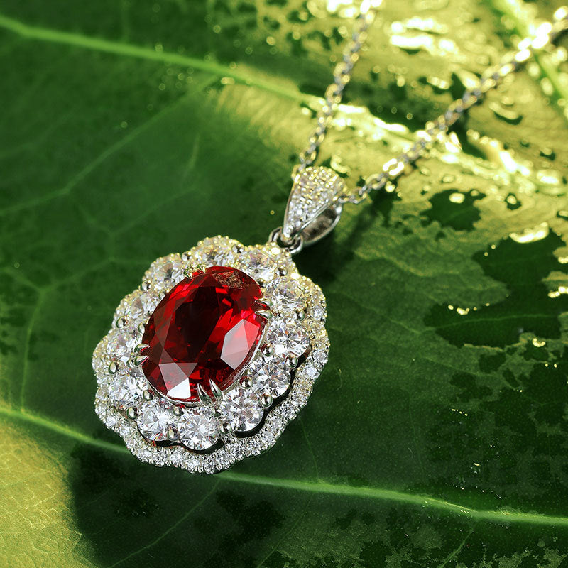 3 Carat Cultivated Pigeon Blood Red Ruby Necklace S925 Silver Choker