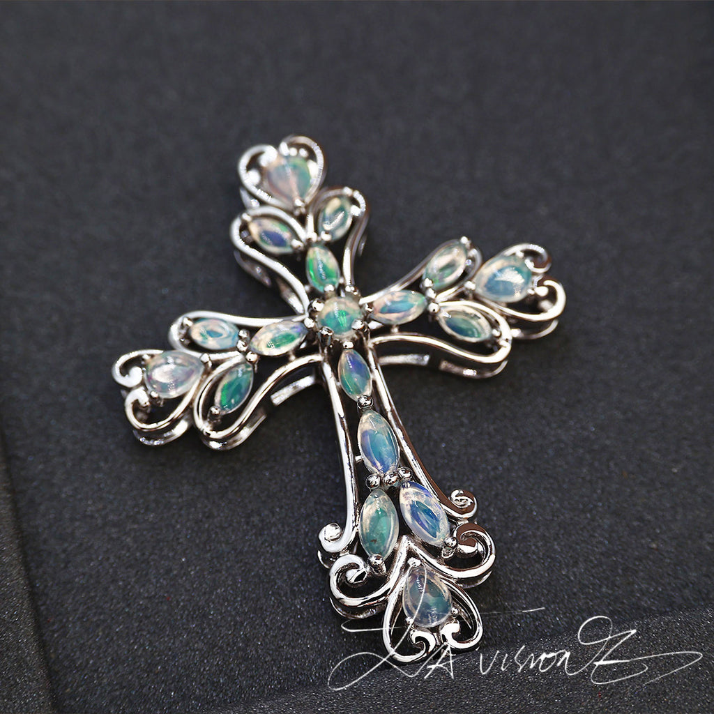 S925 Silver Inlaid Opal Pendant