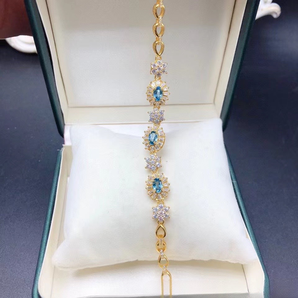 Natural Pink Crystal Bracelet Sakura Pink 925 Sterling Silver Fine Quality Crystal Hand Jewelry