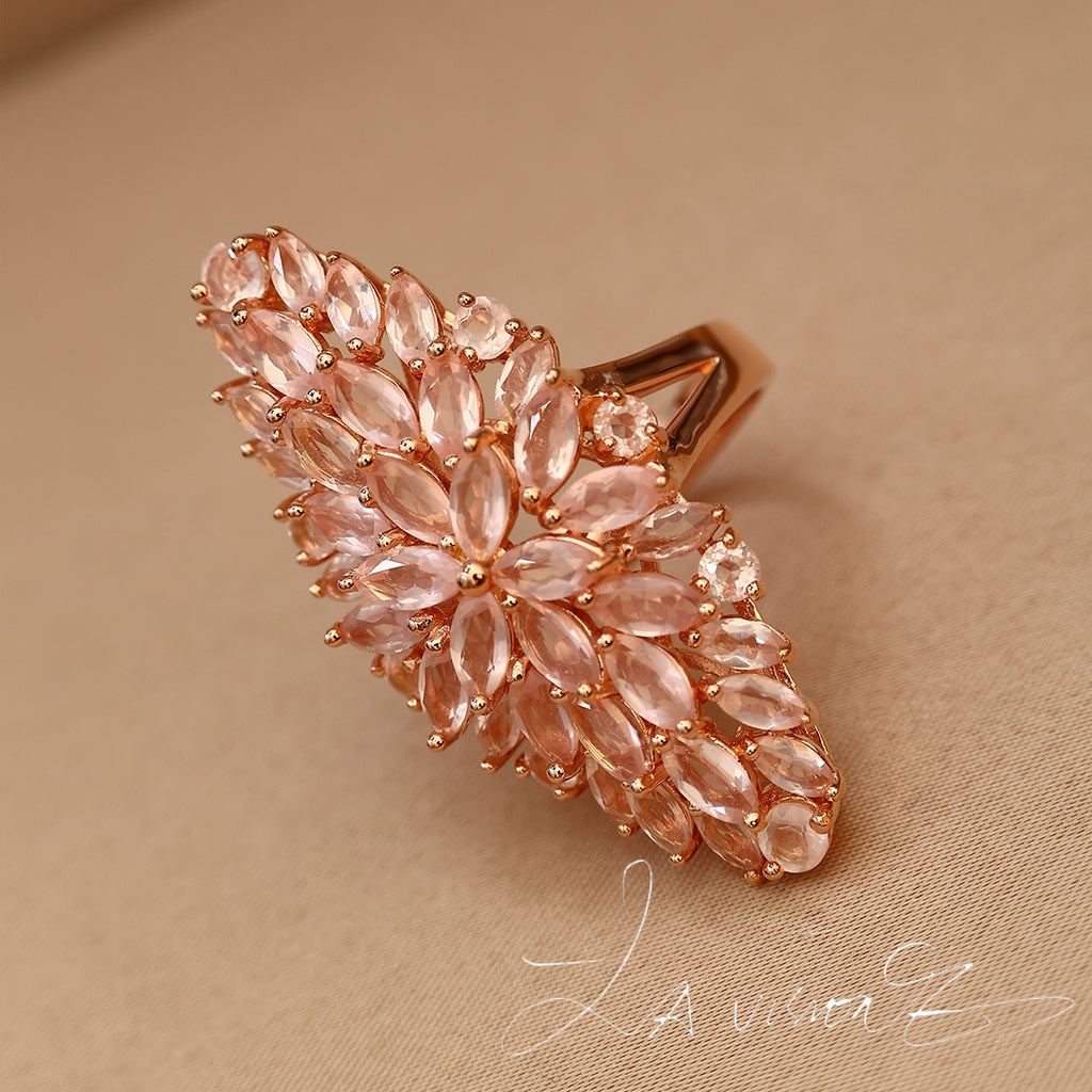 Second-hand Jewelry S925 Inlaid Natural Rose Quartz Ring