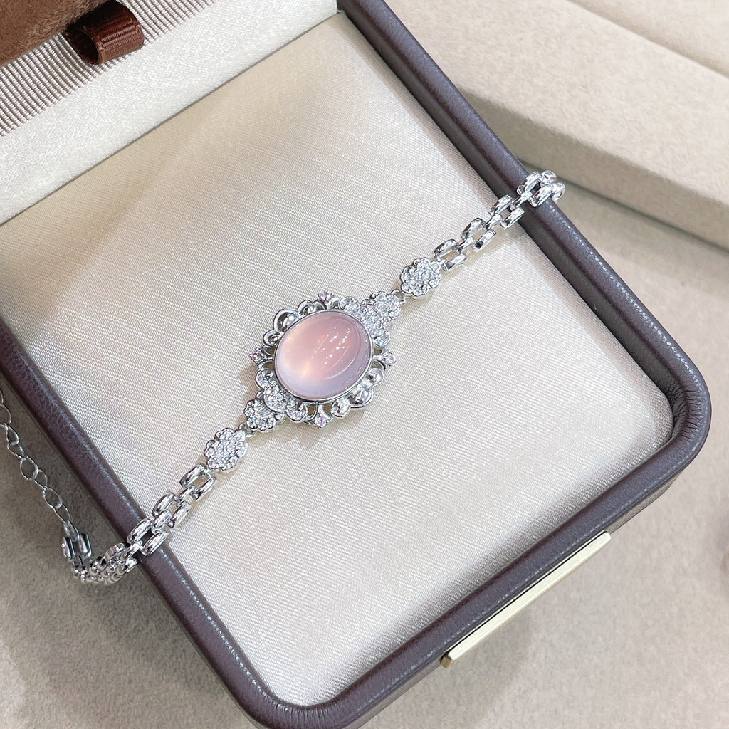 S925 Silver Plated 18K Gold Natural Design Sense Starlight Pink Crystal Set