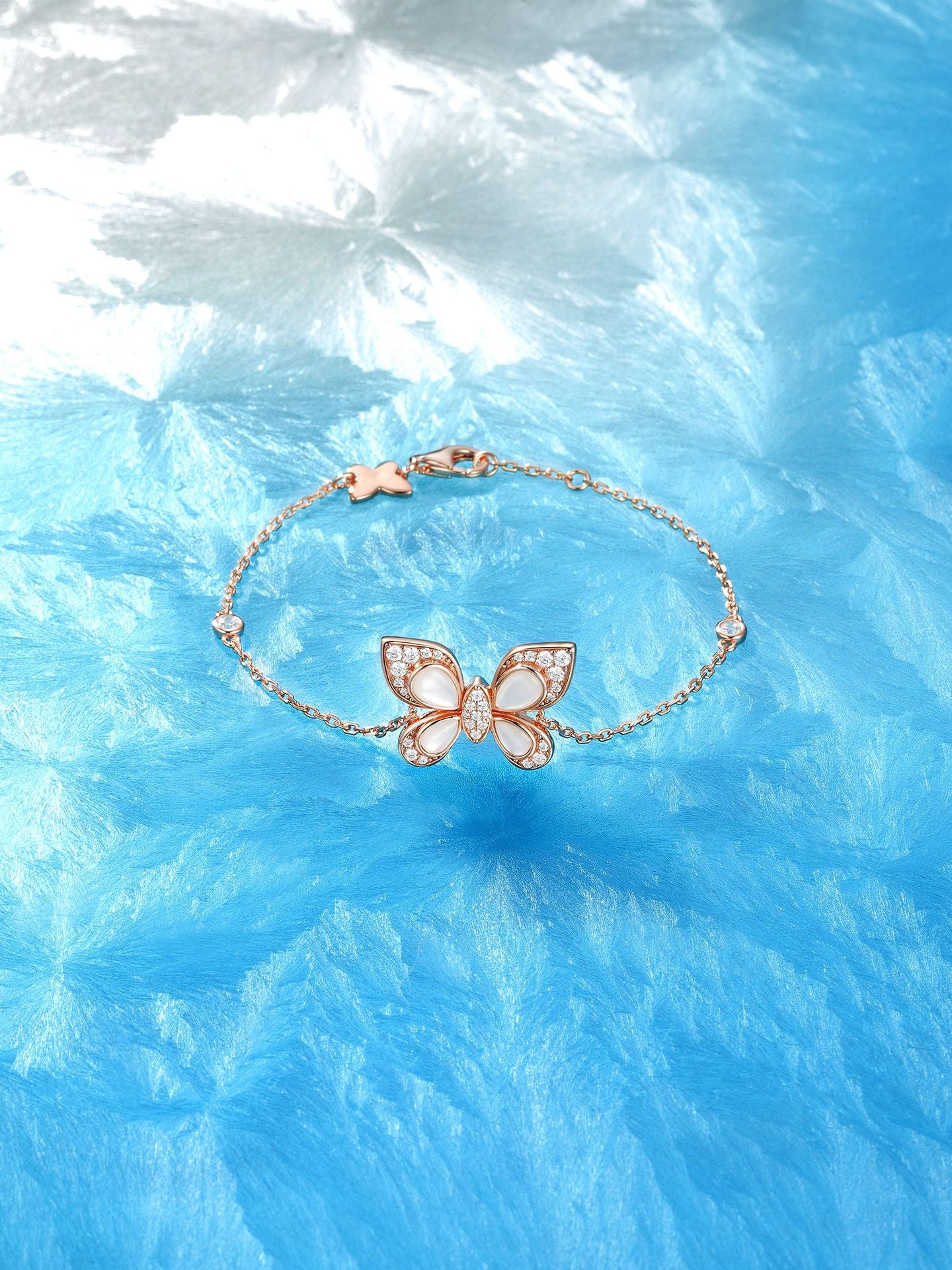 Inlaid Red Agate White Mother-of-Pearl Turquoise Sterling Silver Butterfly Bracelet