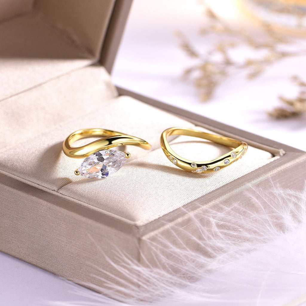 S925 Silver Set Marquise Moissanite Main and Side Ring Combination Simple Fashion Independent Station Hot Sale Wholesale