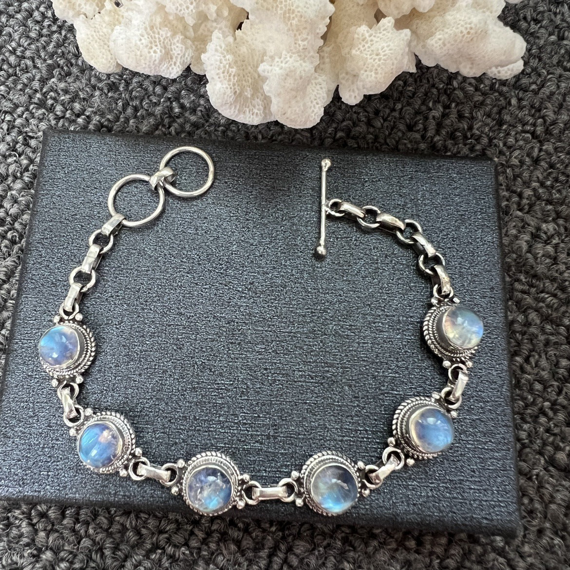 Nepal Handmade 925 Inlaid Yellow Crystal Ruby Amethyst Opal Stone Vintage Bracelet