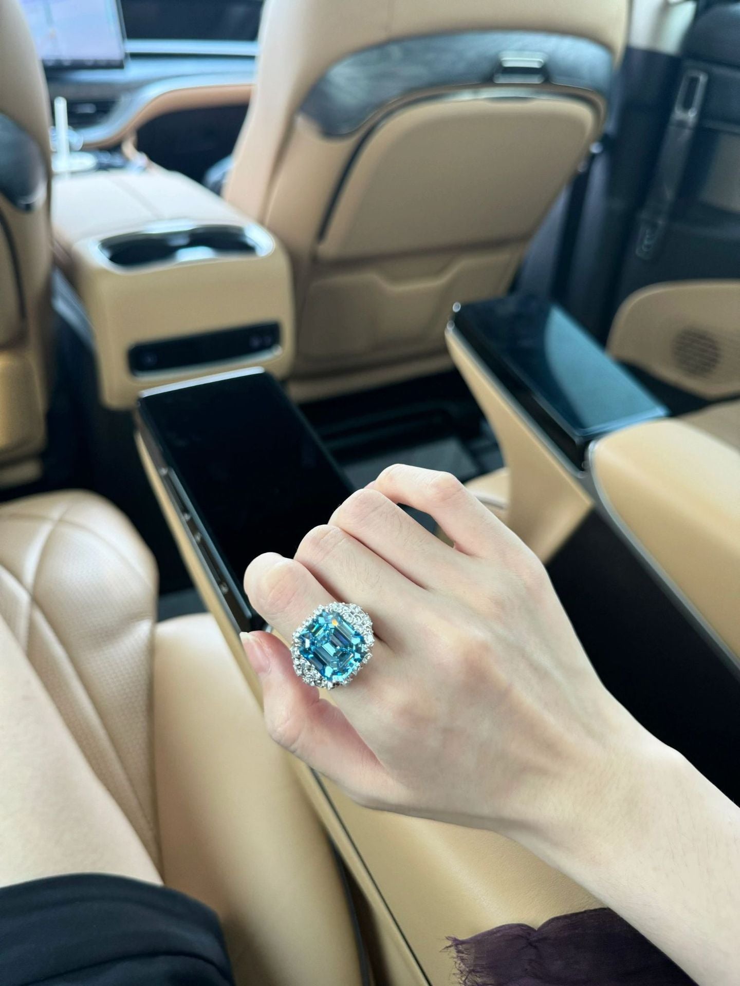 925 Silver Gold Plated Ring 16 Carat High Carbon Diamond Aquamarine Emerald Cut Fish Scale Jewelry Women's Ring