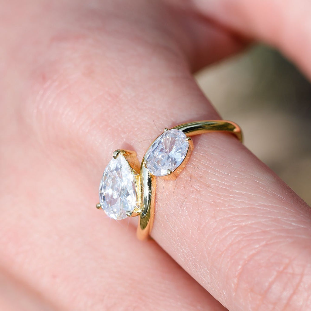 S925 Silver Double Moissanite Ring Fashionable Ring Moissanite Design Amazon Bestseller