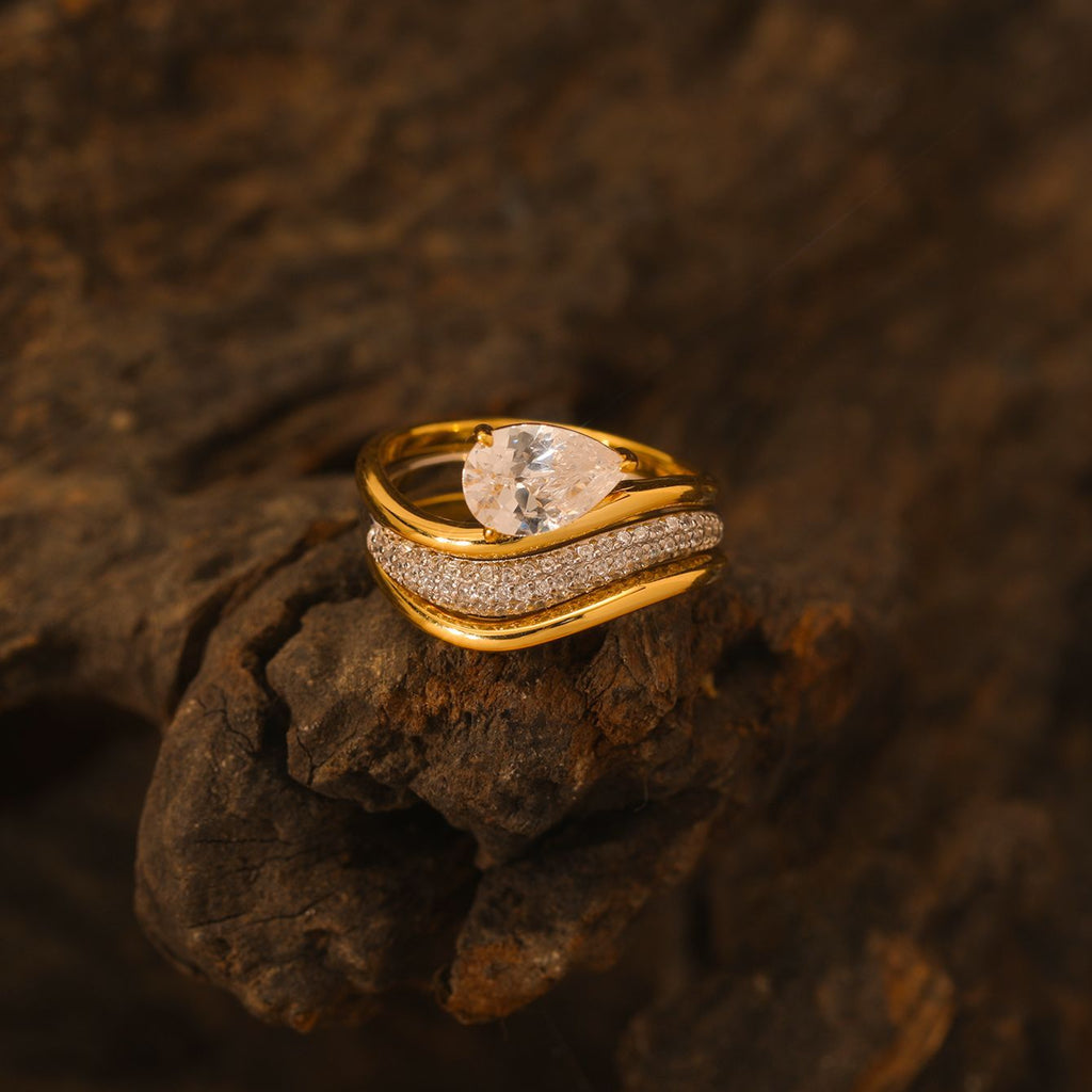 S925 Silver Combination Three-Piece Set Water Drop Shape Moissanite Ring Set Fashionable Stacking Ring Set Live Hot Sale Wholesale