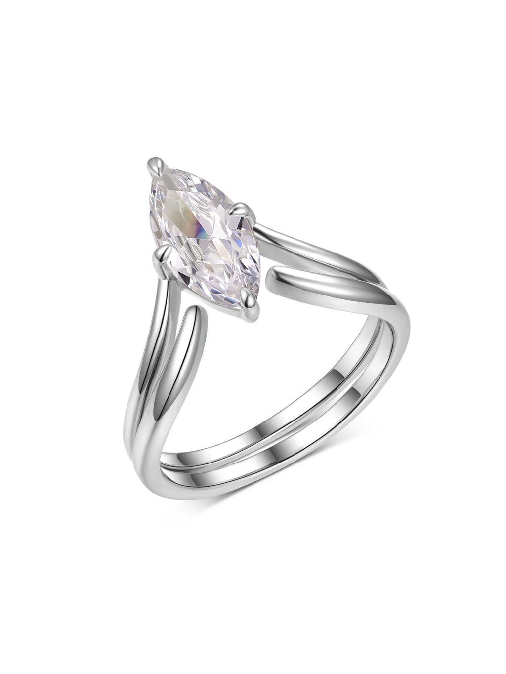 S925 Silver Set Inlaid with Marquise Moissanite Ring Combination Independent Hot Sale Fashion Elegant Style