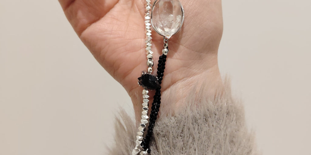 Star Chain Shining Original Handmade Necklace Bracelet Two-Way Shining Black Spinel Chain