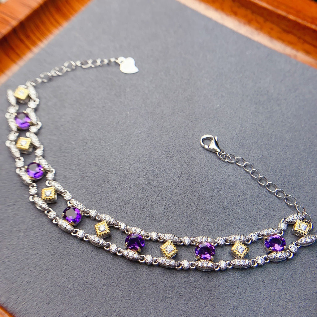 Natural Amethyst S925 Bracelet 4*5mm Jewelry Bracelet