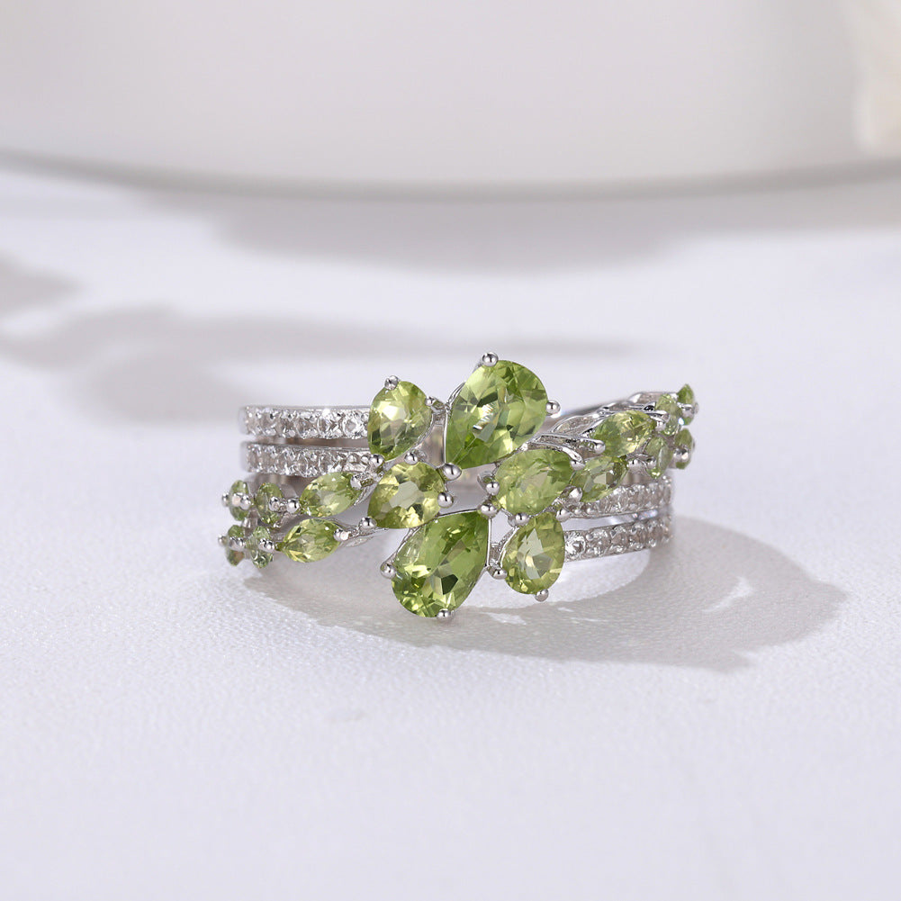 Italian Jewelry Design 925 Silver Peridot Ring