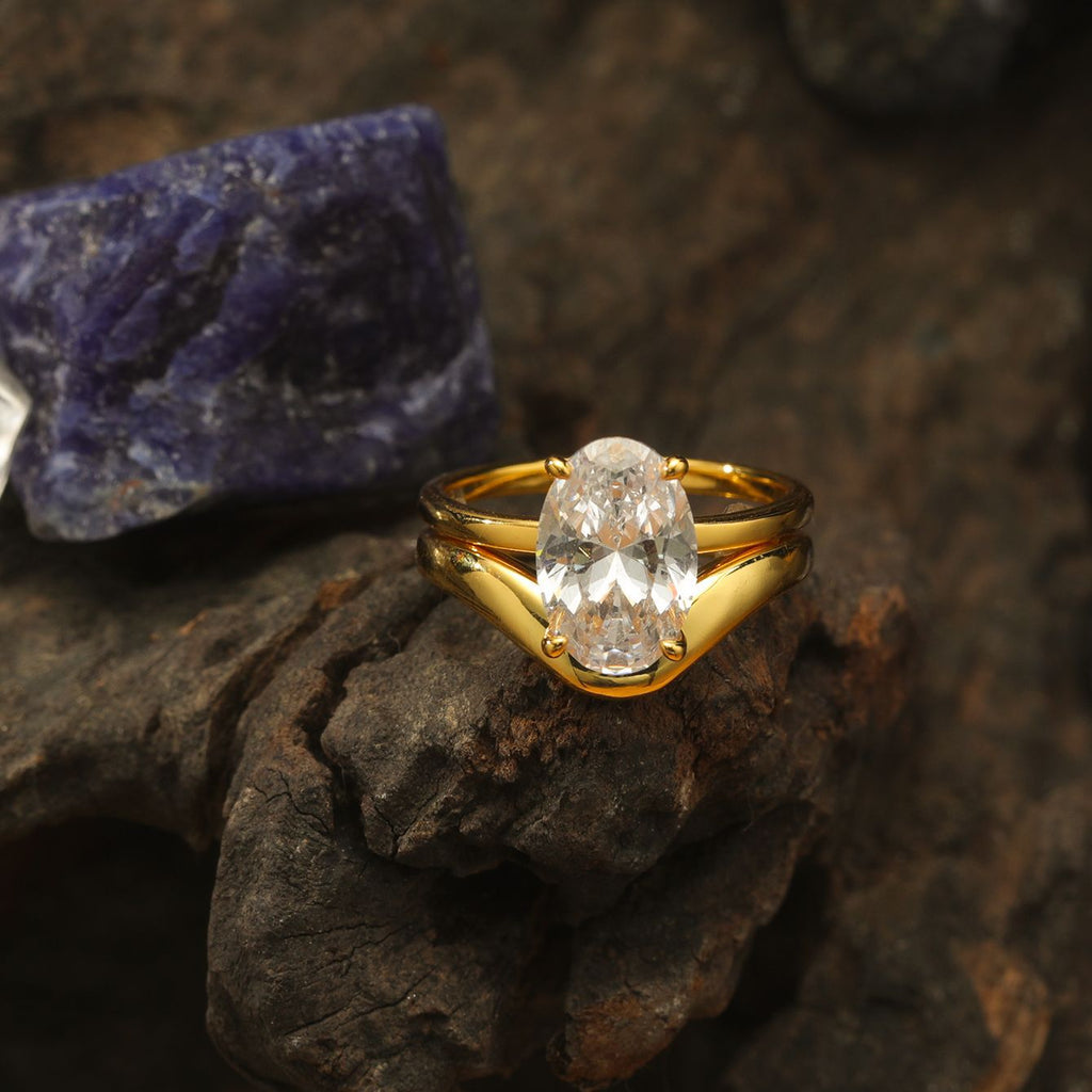 S925 Silver Moissanite Two-Piece Oval Ring Set for Women, Smooth Minimalist Stackable Design, Hot Selling