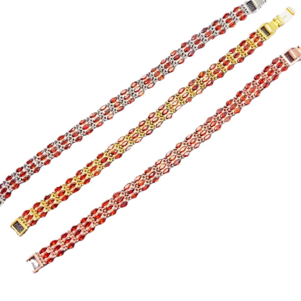 925 Silver Inlaid Natural Garnet Mozambique Bracelet