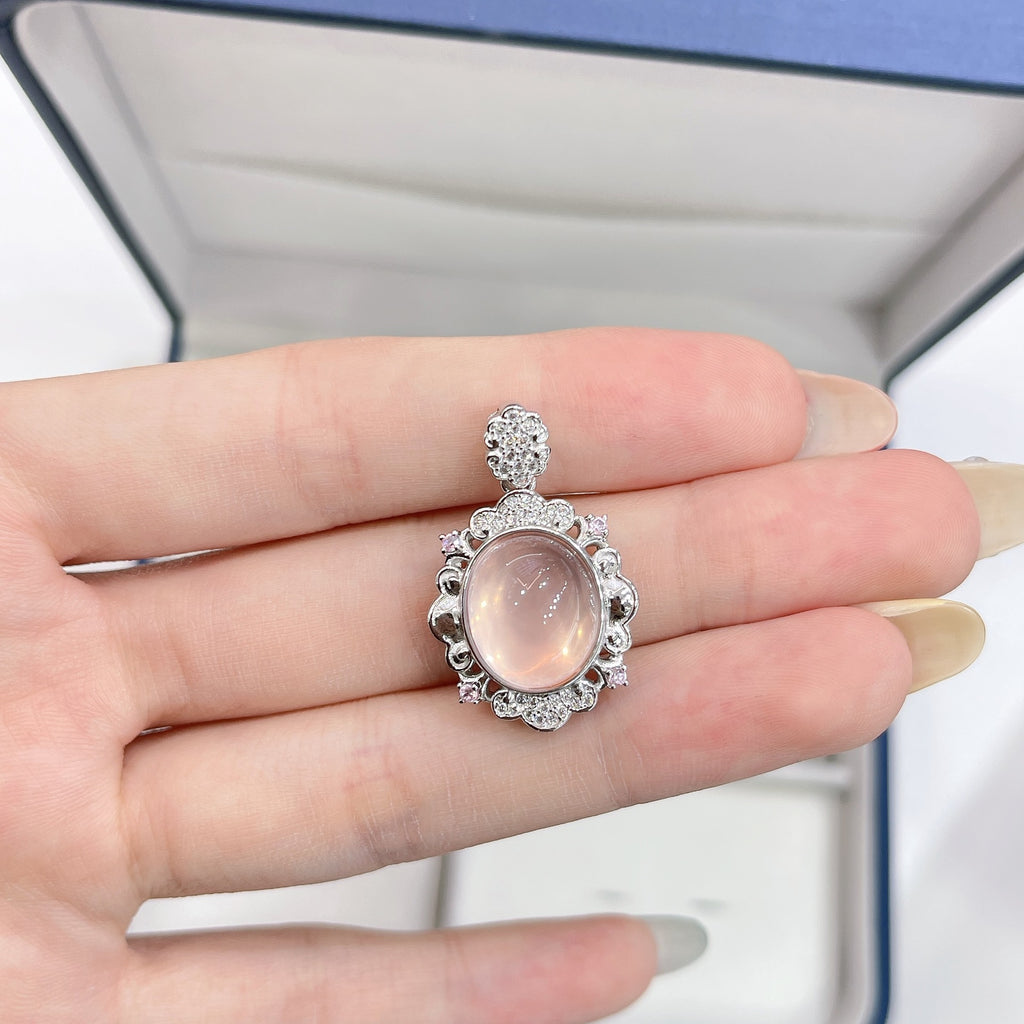 S925 Silver Plated 18K Gold Natural Design Sense Starlight Pink Crystal Set