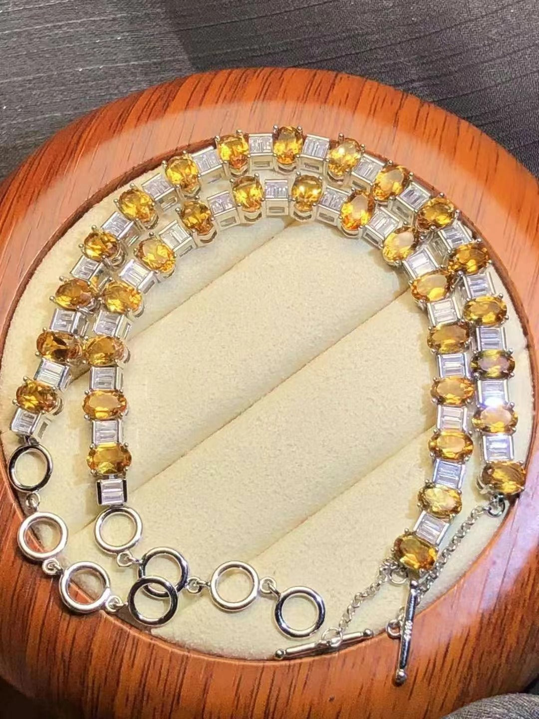 Natural Yellow Crystal Bracelet S925 Silver Fashionable Elegant Simple Women's Style