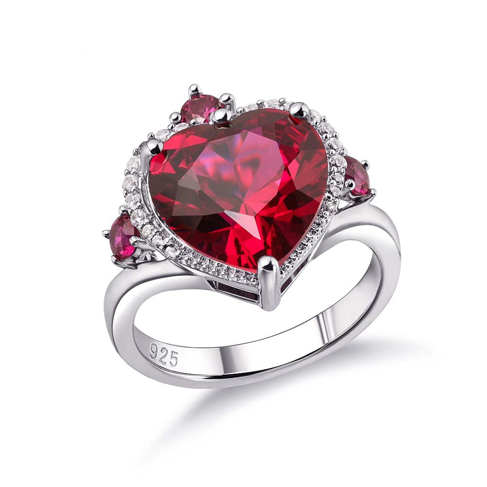 Red Corundum Ring 925 Silver Design Women's Fashion Element Ring