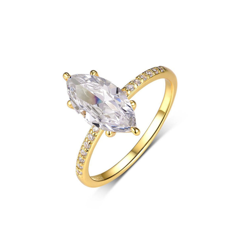 S925 Silver Horse Eye Shape Moissanite Ring Independent Stand Hot Sale Ring Simple Classic Moissanite Ring