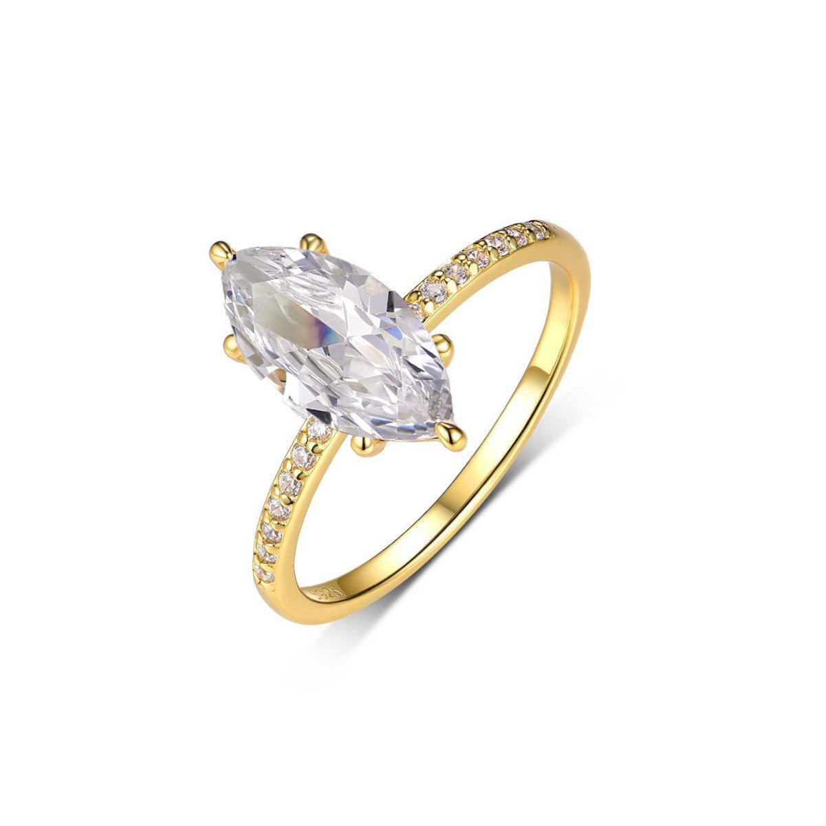 S925 Silver Horse Eye Shape Moissanite Ring Independent Stand Hot Sale Ring Simple Classic Moissanite Ring