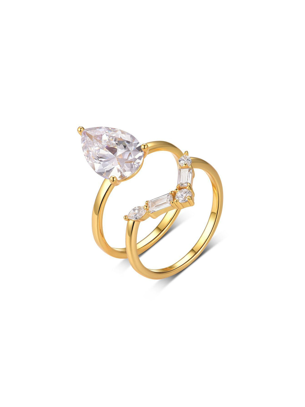 S925 Silver Moissanite Water Drop Stacking Rings for Women Set Niche Simple Style Hot Sale