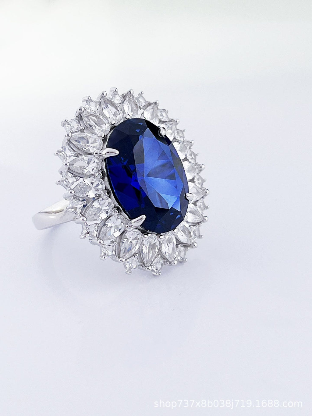 S925 Sterling Silver Sapphire Ring Hand Jewelry Light Luxury Super Flash High-grade Ring