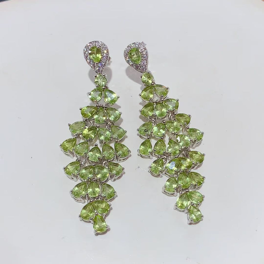 S925 sterling silver earrings with natural olivine