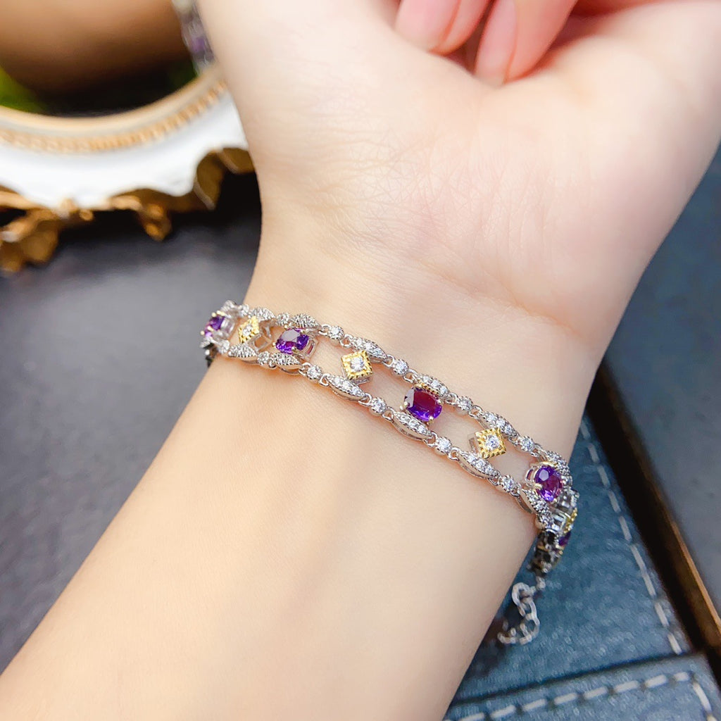 Natural Amethyst S925 Bracelet 4*5mm Jewelry Bracelet