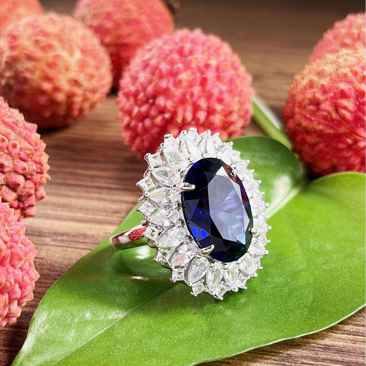 S925 Sterling Silver Sapphire Ring Hand Jewelry Light Luxury Super Flash High-grade Ring