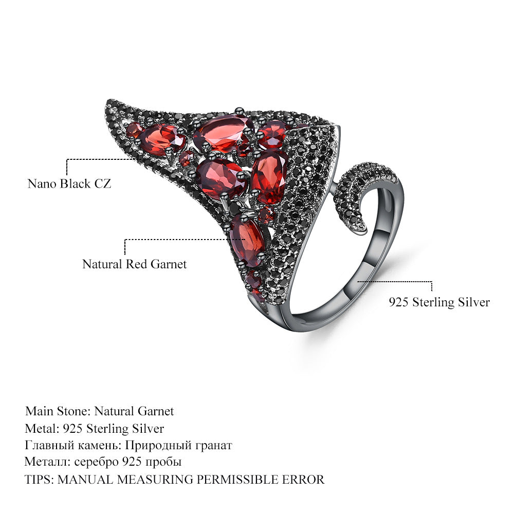 Exaggerated Personality Luxurious S925 Silver Natural Peridot Ring Open Ring