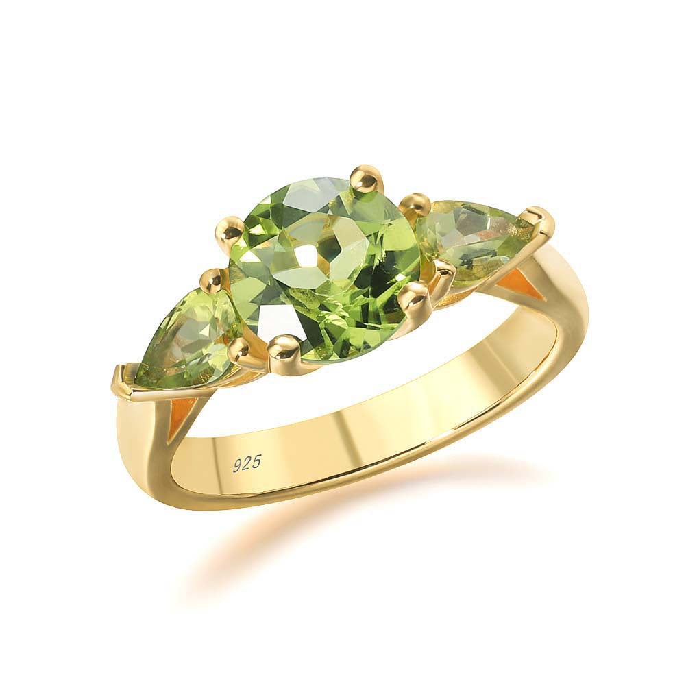 Italian Jewelry Design 925 Silver Fashion Noble Ring Inlaid with Peridot