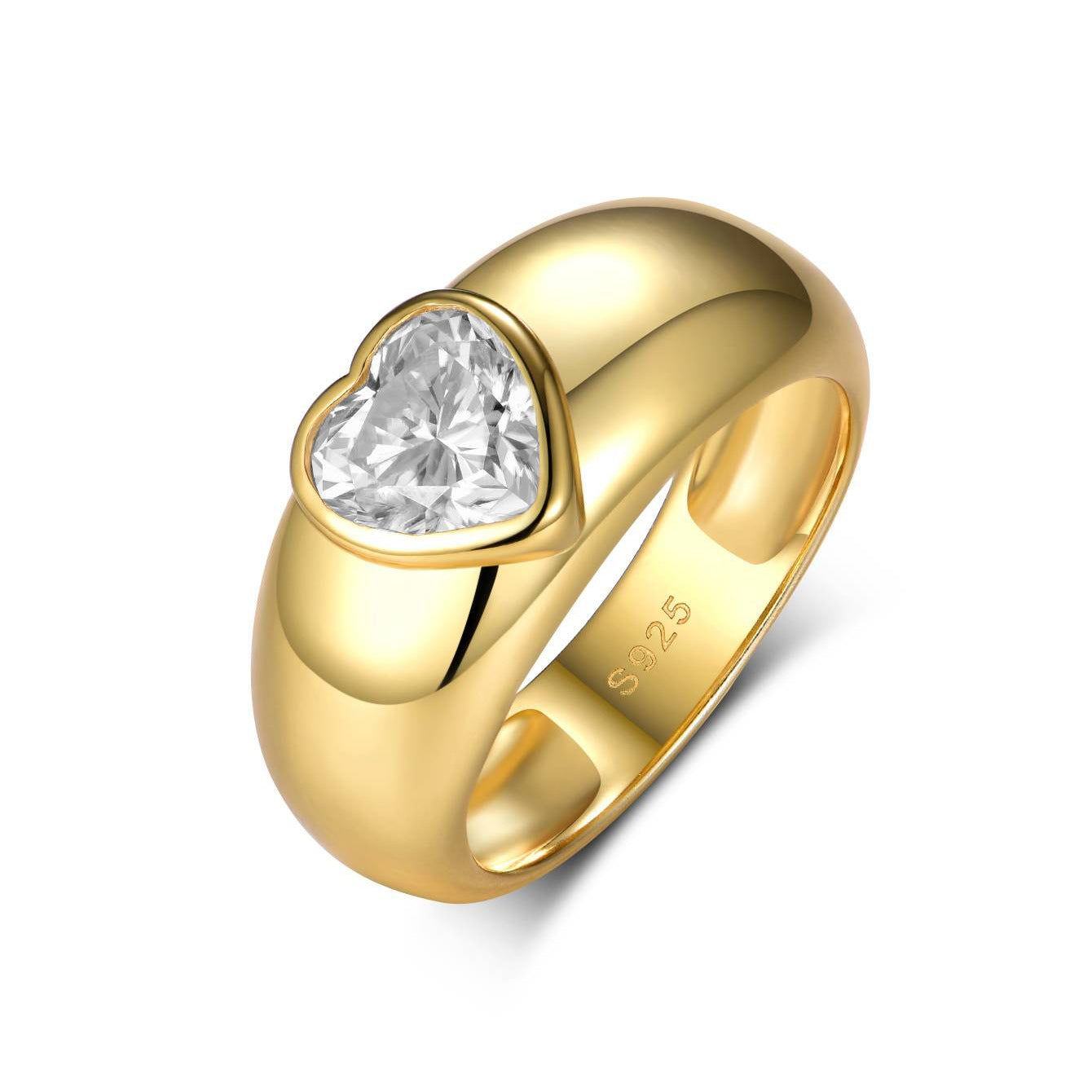 S925 Silver Heart-shaped Moissanite Women's Ring Hot-selling Thick Circle Ring fashion European and American Style Jewelry